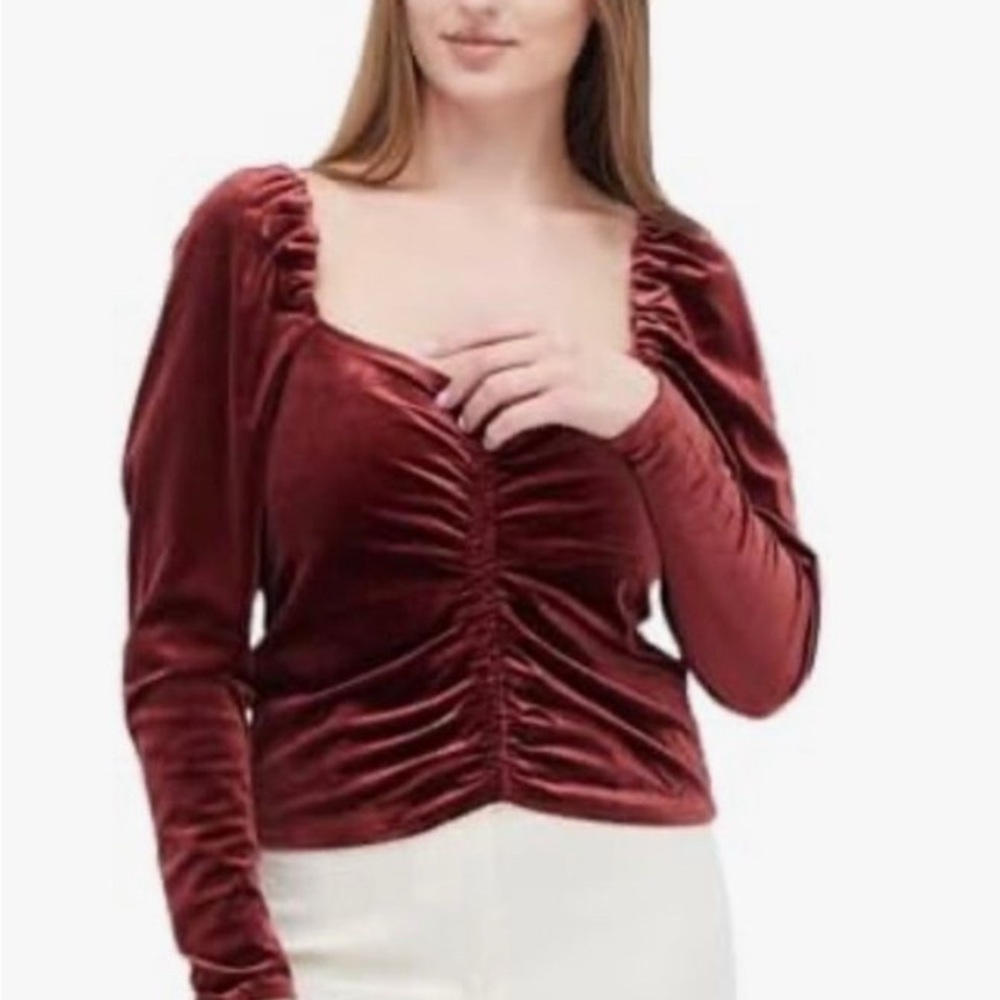 BB Dakota Burgundy Velvet Top